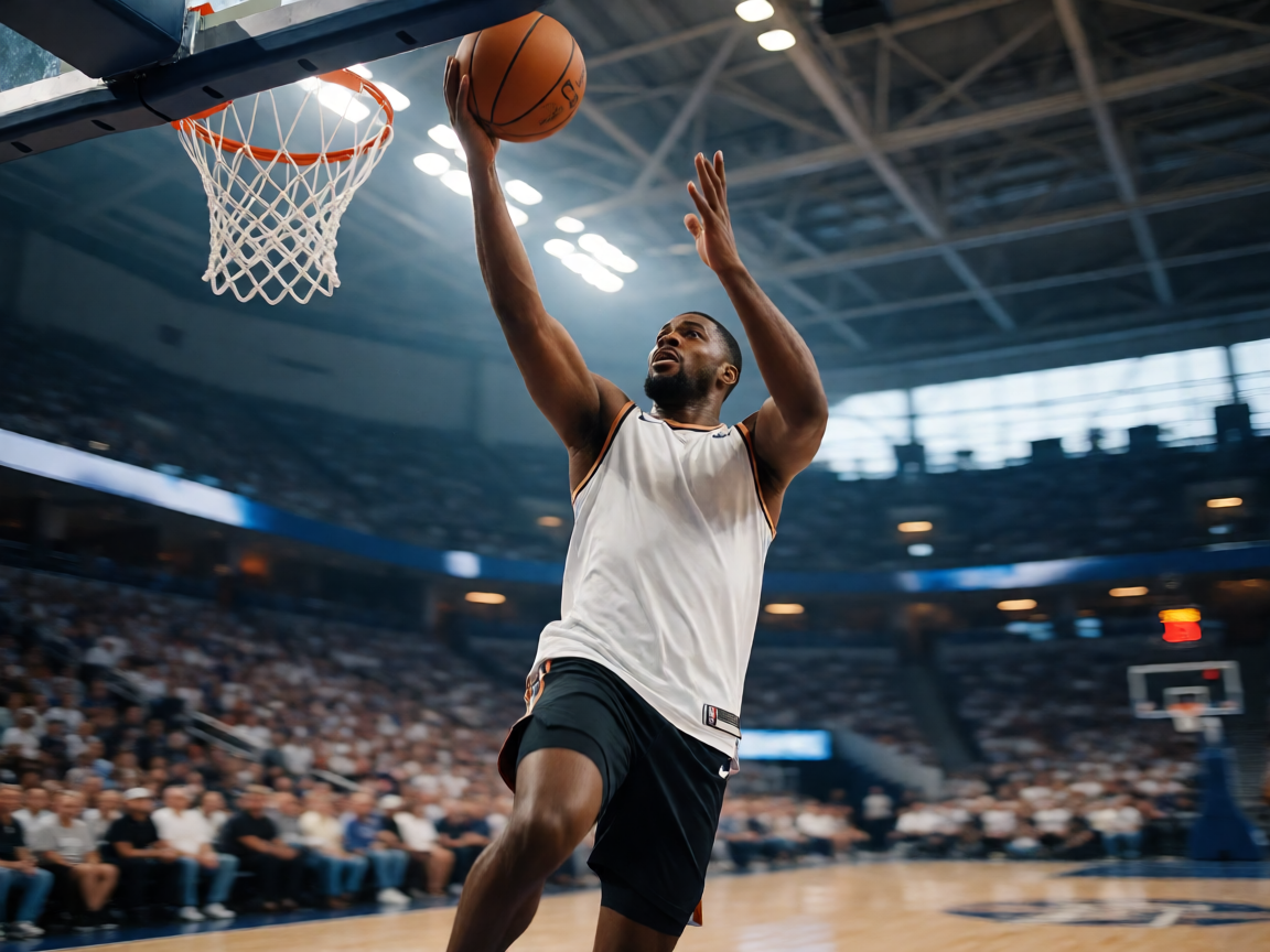 leyu乐鱼篮球资讯配图,NBA比赛中球员上篮瞬间